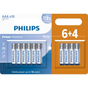 Pilha Philips alcalina AAA 1.5V com 10 unidades LR03P10BP/59