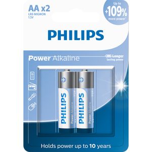 Pilha Philips alcalina AA 1.5V com 2 unidades LR6P2B/59