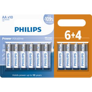 Pilha Philips alcalina AA 1.5V com 10 unidades LR6P10BP/59