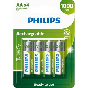 Pilha Philips recarregável AA 1.2V 1.000 com 4 unidades R6B4RTU10/59